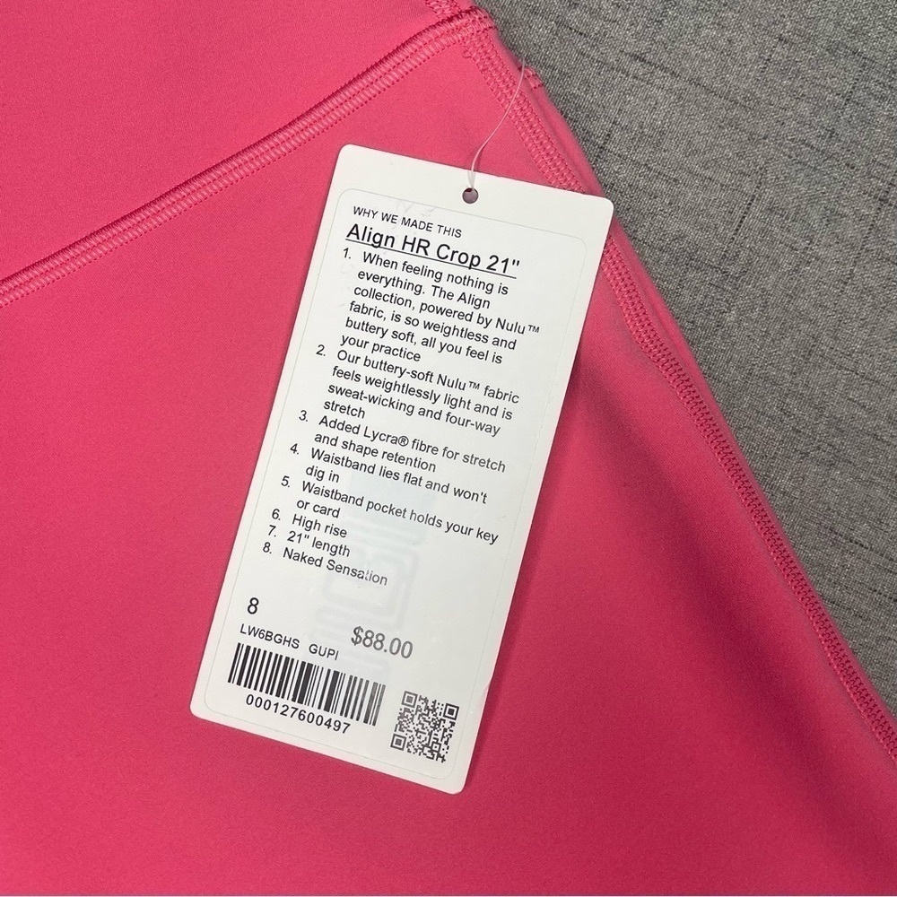 Lululemon Align High Rise Crop Leggings Guava Pink Nwt 8 - Picture 9 of 9